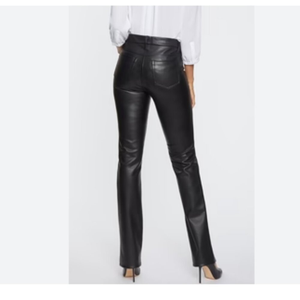 NYDJ-Faux Leather Marilyn Straight Pants Sculpt-Her™ Collection Women's Size 4 - Picture 2 of 3